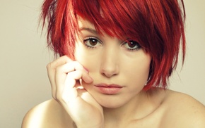 redhead, girl, brown eyes, face, natural lighting