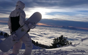 mountain, snow, snowboarding