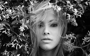 girl, monochrome, face