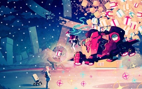 Christmas, Hatsune Miku, colorful, night, Vocaloid, fan art