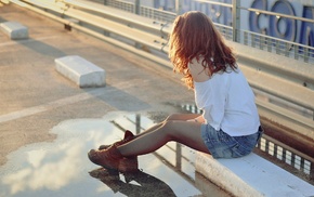 girl outdoors, brunette