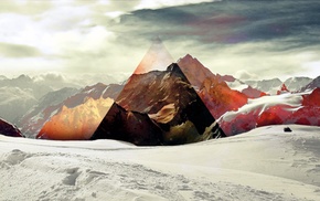 snow, polyscape, mountain, triangle, abstract