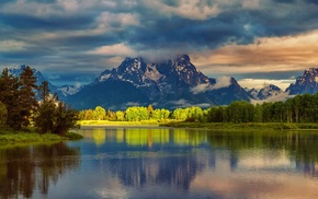 landscape, mountain, river