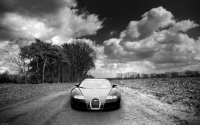 sportcar, Bugatti Veyron, clouds, auto, nature