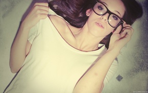 girl, glasses, brunette, girl with glasses