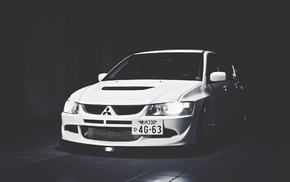 car, Mitsubishi Lancer, monochrome