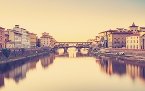 bridge, Firenze, water, cityscape
