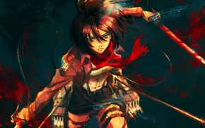 Mikasa Ackerman, anime girls, Shingeki no Kyojin, anime