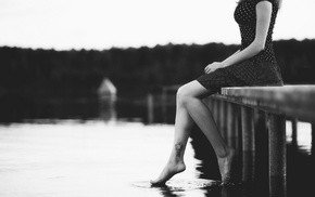 landscape, legs, river, girl
