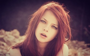 open mouth, girl, redhead