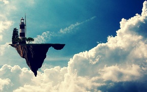 Gorillaz, Jamie Hewlett, floating island, sky