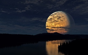 nature, river, moon