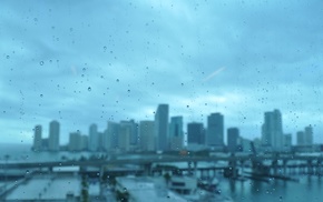city, rain, water drops