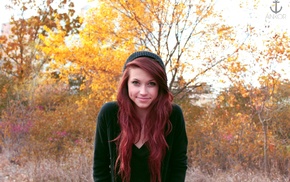 girl, redhead, girl outdoors