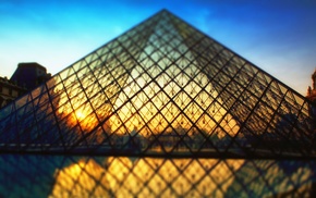 The Louvre, Paris, architecture, sunlight, pyramid