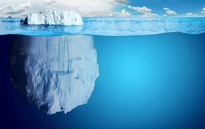sea, split view, iceberg