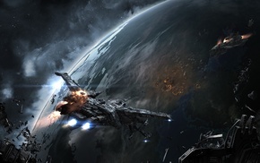 Caldari, space, EVE Online, space battle, spaceship