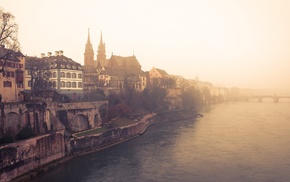 church, mist, Switzerland