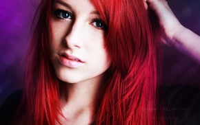 redhead, girl, blue eyes, face