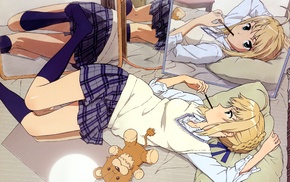 anime girls, school uniform, schoolgirls, Saber, anime, blonde