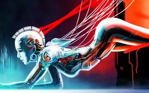 concept art, artwork, robot, girl, fantasy art, cyborg