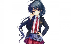 black hair, schoolgirls, anime girls, ponytail, school uniform