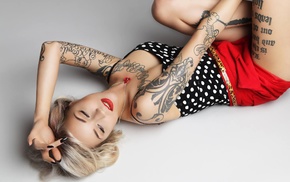 tattoo, Sara Fabel, girl, blonde