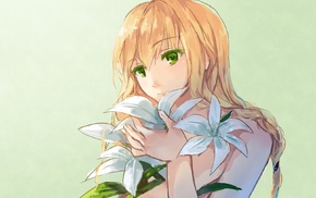 flowers, Majo No Ie, blonde, green eyes, anime girls