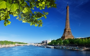 Eiffel Tower, river, Paris
