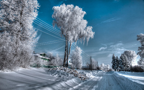 winter, road, snow